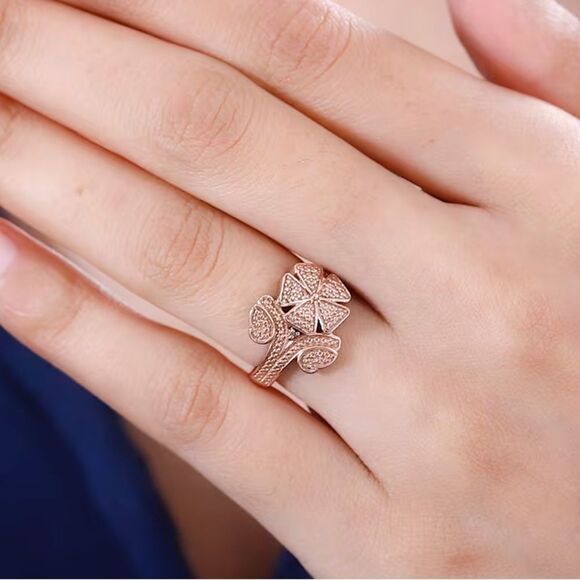 NIB Karis Natural Champagne Diamond Accent Ring Size 6 Solid Brass - Picture 1 of 8